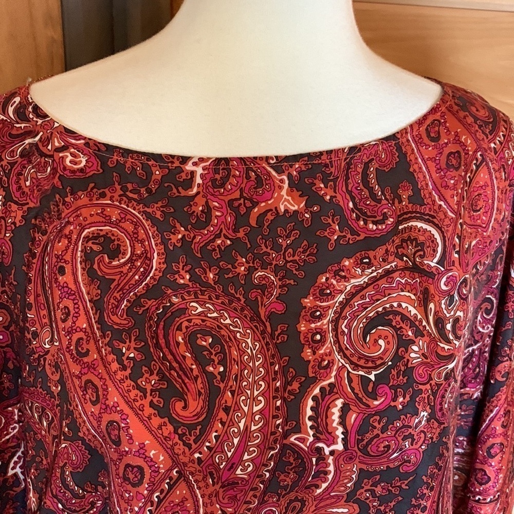 Talbots paisley silk handkerchief / poncho style silk blouse Size Small / Medium - Picture 4 of 11